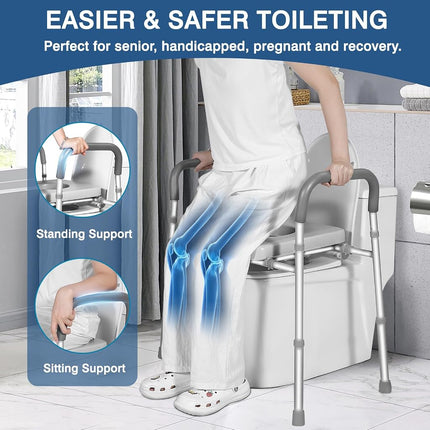 LOLLIDO Raised Toilet Seat - Width & Height Adjustable Toilet Seat Risers