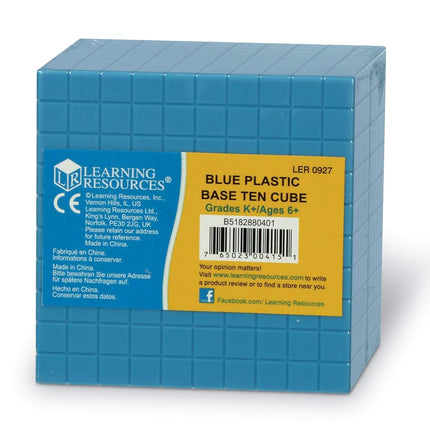 Learning Resources Blue Plastic Base Ten Cube, Early Math, Homeschool, Counting Toys, Ages 6+