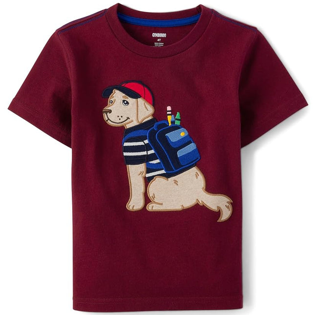 Gymboree Boys' and Toddler Embroidered Graphic Short Sleeve T-Shirts, BTS Dog, 10