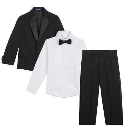 Ensemble smoking 4 pièces pour garçons Nautica avec chemise habillée, nœud papillon, veste et pantalon, smoking noir, 2T