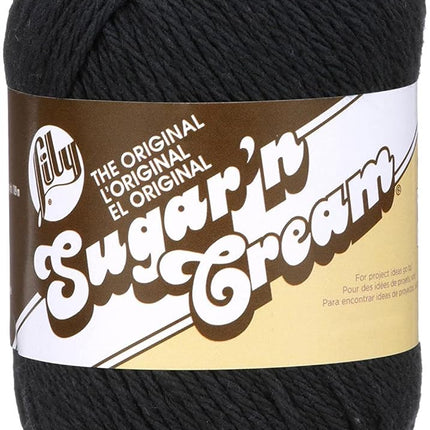 Lily Sugar'N Cream Black Yarn - 6 Pack of 71g/2.5oz - Cotton - 4 Medium (Worsted) - 120 Yards - Knitting/Crochet