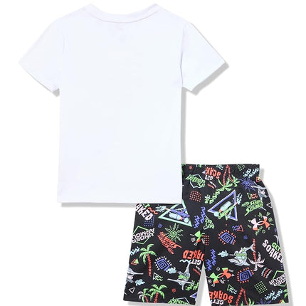 Conjunto de natación Volley para niño Under Armour, playera de manga corta y shorts a juego, camiseta de natación ligera y transpirable, blanco/Opulent Garden, 3