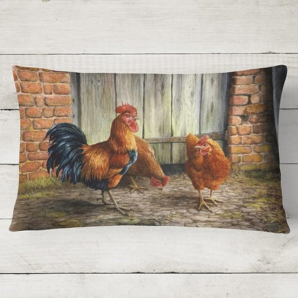 Caroline's Treasures BDBA0056PW1216 Rooster and Chickens by Daphne Baxter Fabric Decorative Pillow, 12H x16W, multicolor