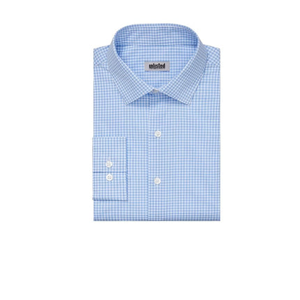 UNLISTED Kenneth Cole Men's Dress Shirt Slim Fit Checks and Stripes (Patterned), Light Blue, 15"-15.5" Neck 32"-33" Sleeve