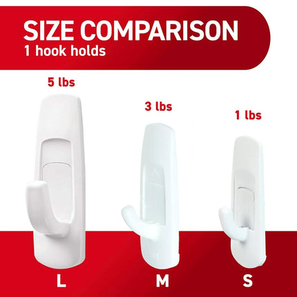 Command Large Utility Hook Mega Pack, White, 14-Hooks, 16-Strips (17003-MPES)