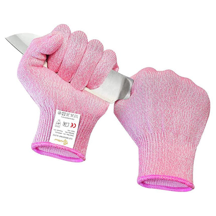 Gants anti-coupure Evridwear de qualité alimentaire, protection de sécurité pour la cuisine (taille M, rose)