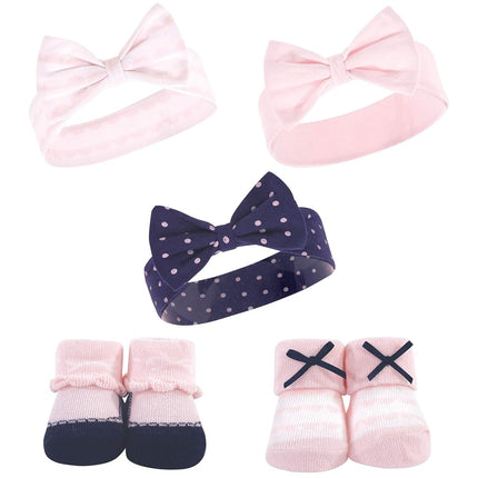 Hudson Baby Ensemble bandeau et chaussettes pour bébé fille, pois roses, 0-9 mois