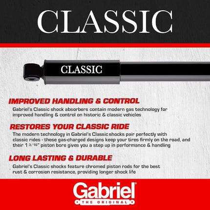 Gabriel 82087 Classic Front Shock Absorbers for Buick Century, Electra, Invicta, LeSabre, Riviera, Roadmaster, Wildcat; Studebaker Avanti, Champion, Commander, Hawk, Lark; Packard (1 Pack)