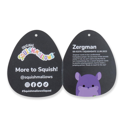 Squishmallows Original 8-Inch Zergman Grape Scented Chinchilla - Official Jazwares Plush