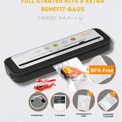 MEGAWISE Vacuum Sealer, Dry Moist Food Saver with Pulse Control