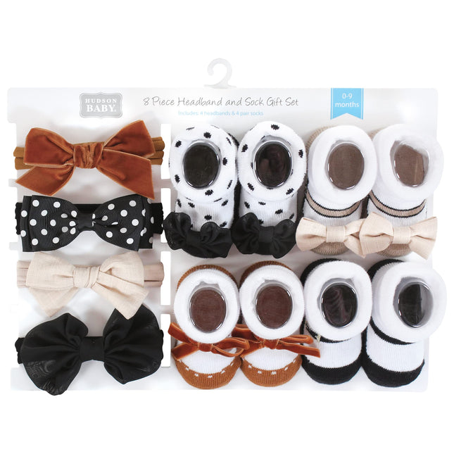 Coffret cadeau bandeau et chaussettes Hudson Baby pour bébé fille, couleurs classiques neutres, taille unique