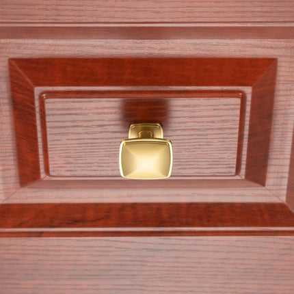 KOOFIZO 10 Pack Brushed Gold Cabinet Knobs Gold Drawer Knobs K02 Square Single Hole Cabinet Pulls for Cabinets Drawer Dresser Cupboard Bedroom Closet Bathroom Vanity