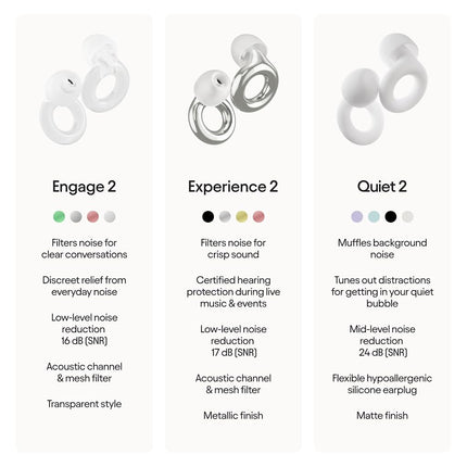 Loop Engage 2 Ear Plugs - Everyday Noise Relief with Clear Speech