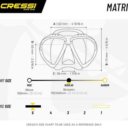 Cressi Adult Matrix Snorkelling Mask - Black