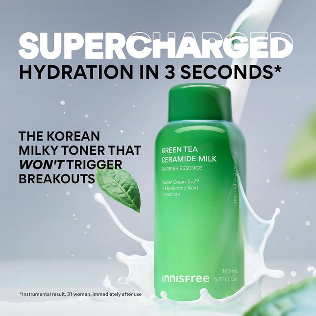 innisfree Green Tea Ceramide Milk | Hydrating & Lightweight Korean Milky Toner for Barrier Repair | Suitable for All Skin Types