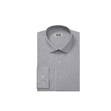 Kenneth Cole Reaction Men's Dress Shirt Slim Fit Checks and Stripes (Patterned), Grey, 15"-15.5" Neck 32"-33" Sleeve