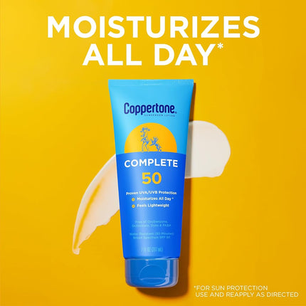 Lotion solaire Coppertone Complete FPS 50, légère, hydratante, résistante à l'eau, tube de 207 ml
