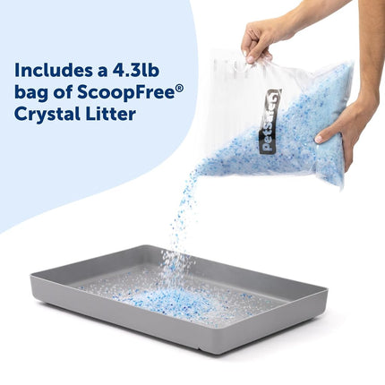 Official PetSafe ScoopFree Crystal Reusable Tray - Compatible with PetSafe ScoopFree Crystal Automatic Self-Cleaning Litter Boxes, Includes 4.3 lb of Premium Non Clumping Crystal Litter, Fresh Scent