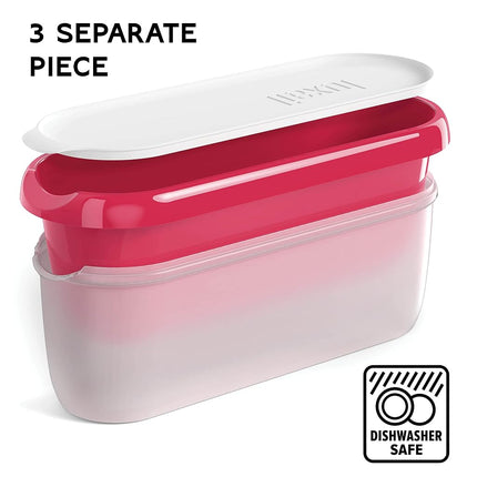 Ice Cream containers for homemade ice cream, Reusable Storage Freezer ice cream Container With Lids,2 Pack, BPA FREE, Dishwasher Safe Tub. Double Insulated, 1.5 Quart, Red and Burgundy , Non Slip