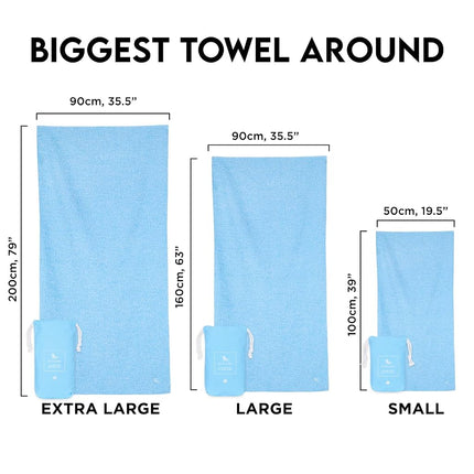 Dock & Bay Quick Drying Towel - for Sports & Gym - Compact, Lightweight - 100% Recycled - Includes Bag - Essential - Lagoon Blue - Large (160x90cm, 63x35)