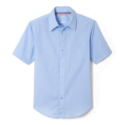 French Toast Boys' Short Sleeve Classic Dress Shirt, Blue, 16