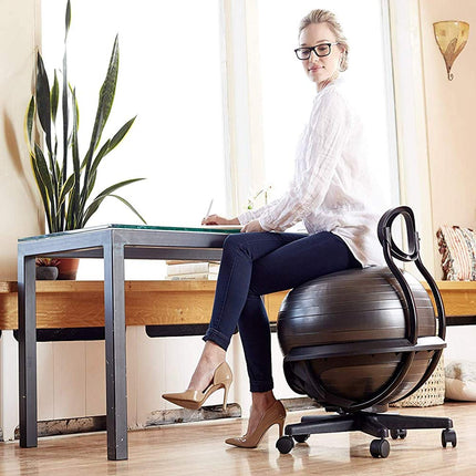Silla Gaiam Ultimate Balance Ball - Silla ergonómica de primera calidad con pelota de yoga y estabilidad para hacer ejercicio en el hogar y en la oficina con base reforzada, bomba de aire, guía de ejercicios, negro