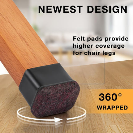 32 Pcs Rectangle Chair Leg Floor Protectors, Silicone Chair Leg Protectors for Hardwood Floors, High Elastic Chair Leg Cover for Chair Table Desk, Protect Wooden Floors from Scratching, Won't Tear
