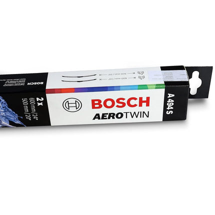 Bosch Wiper Blade Aerotwin A494S, Length: 600mm/500mm − Set of Front Wiper Blades - Only for Left-Hand Drive (EU)