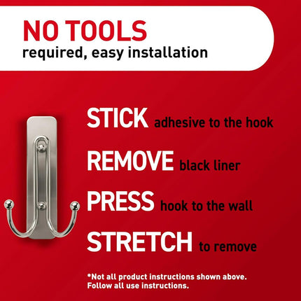 Command Large Wall Hooks, Damage-Free Hanging with Adhesive Strips, No Tools Double Hooks for Decorations in Living Spaces, 2 Satin Brass Plastic Hooks and 2 Command Strips