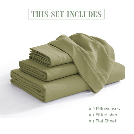 Elegant Comfort Luxurious 1500 Premium Hotel Quality Microfiber 4-Piece Sheet Set, 18-24 Inches Deep - Extra Deep Pocket Sheets - Ultra Soft 4PC Deep Pocket Sheets, King, Sage/Green
