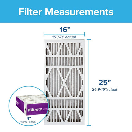 Filtrete 16x25x4, filtro de aire para horno de CA, MPR 1550 DP, pliegue profundo Healthy Living Ultra Allergen, paquete de 2 (dimensiones reales 15.88 x 24.56 x 4.31)
