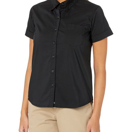 Dickies Women's Stretch Poplin Button-Up Short Sle