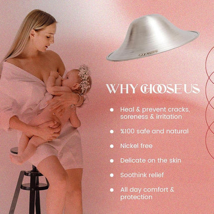 BABYHIG The Orginal Silver Nursing Cups – Silver Nipple Shields for Breastfeeding - Nipple Guards Protector for Breastfeeding - Nipple Shields for Nursing Newborn – Nickel Free – 925 Silver