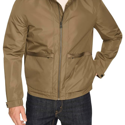 Cole Haan Men's Short Sleeve Self Packable Windbreaker, Olive, L