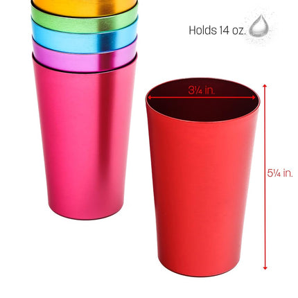 Trademark Innovations Retro Aluminum Tumblers - 6 Cups - 14oz (Assorted Colors)