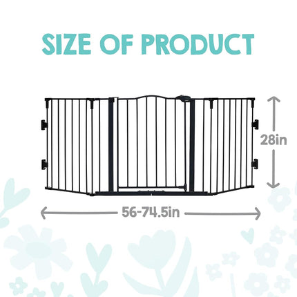 Regalo Deluxe Home Accents Widespan 74.5-Inch-Wide Adjustable Safety Gate, Award Winning Brand, 28-Inches Tall, Includes 4 Wall Mounts, Black
