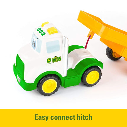 John Deere Farmin' Friends Hauling Tractor Toy Set, Farm Set for Toddlers, Push Along Toys for Children, Baby Interactive Toy, Push Along Toy Suitable for 18 Months, 2, 3 Year Old Boys and Girls