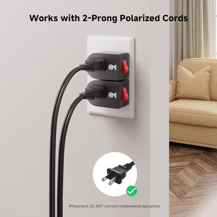 Cable Matters 3-Pack 2 Prong Outlet with ON Off Switch, Single 2 Prong Outlet Switch/Plug Switch in Black