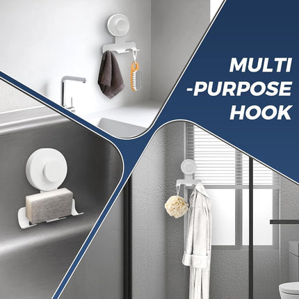 WingWider Suction Cup Razor Holder for Shower,Heavy-Duty 7KG Suction Hooks for Razor,Towel,Loofah,Removable Damage-Free Metal Shower Hook,Shaver Holder,2 Pack(Matte White)