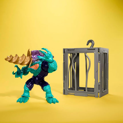 Mattel Street Sharks Slash Action Figure Toy, 90s TV Half-Man Villain, 6-Inch Articulated Nostalgia Toy with Real-Like Skin, Bite & Drill Action