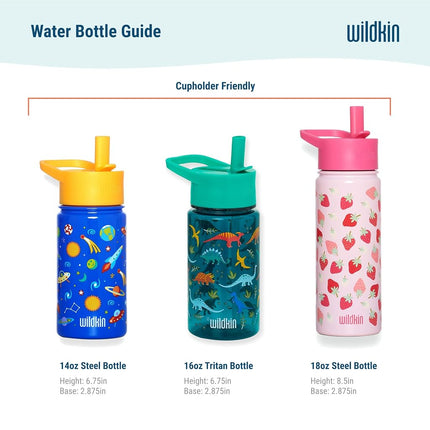 Bouteille d'eau Wildkin Kids en acier inoxydable de 530 ml – Sans BPA, étanche, isolée, facile à nettoyer - Rayures arc-en-ciel