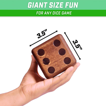 Jeu de dés géants en bois GoSports avec tableau de bord Rollzee et Farkle – Comprend 6 dés, un tableau de bord effaçable à sec et un sac de transport en toile – Choisissez des dés de 6,35 cm ou 8,89 cm
