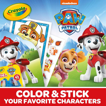 Crayola PAW Patrol Art Kit for Kids (45pcs), PAW Patrol Coloring Book Pages, PAW Patrol Stickers for Kids, PAW Patrol Toy, Holiday Gift