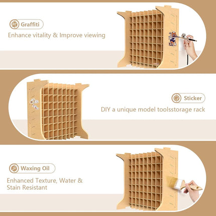 Bucasso Paint Rack Suitable for Tamiya/Vallejo/MR HOBBY,Organizer for 30/49/72 Bottles of Paints,Model Tools Storage,MDF Material (72 Holes VALLEJO Paints)