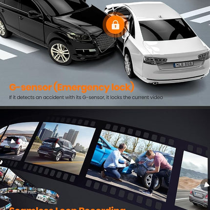 YEECORE Dual Dash Cam, Real 4K+1080P Front and Rear, Built-in WiFi GPS, 3" IPS Screen, HDR Night Vision, 24H Parking Monitor, 157°Wide Angle Dash Camera for Cars, G-Sensor, Loop Recording
