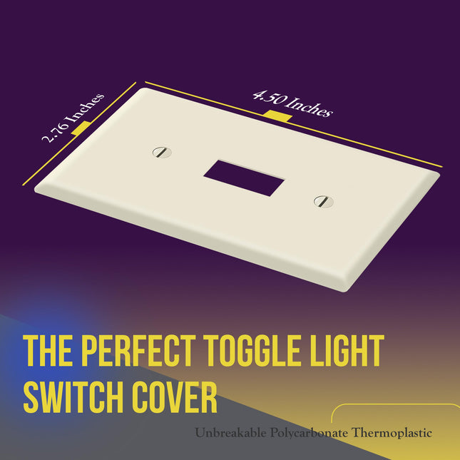 ENERLITES Toggle Switch Wall Plate, Standard Size 1-Gang 4.50" x 2.76", Unbreakable Polycarbonate Thermoplastic, UL Listed, 8811-LA-10PCS, Light Almond, 10 Pack
