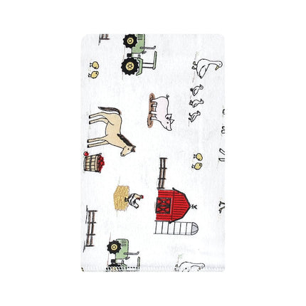 Hudson Baby Unisex Baby Cotton Flannel Burp Cloths, Boy Farm, One Size