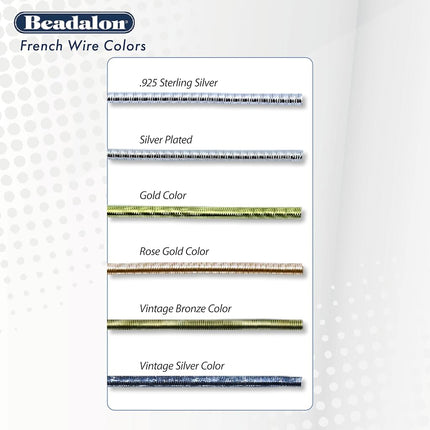Beadalon French Wire, 0.70 mm / .028 in, Silver Plated, 1 Meter