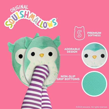 Pantuflas Squishmallows de felpa, ligeras, cálidas, cómodas y suaves, tipo Aline, para casa para niños y adultos (tallas 11-1 Niño pequeño / 2-5 Niño grande / 5-10 Adulto), Winston el búho, 2-3 Niño grande