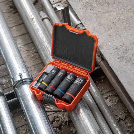 Klein Tools 66012 2-in-1 Impact Socket with 12-Point Deep Sockets, Coaxial Spring Loaded in 5/8- and 7/16-Inch Sizes